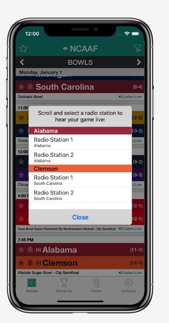 NCAA Football Radio features screenshot
